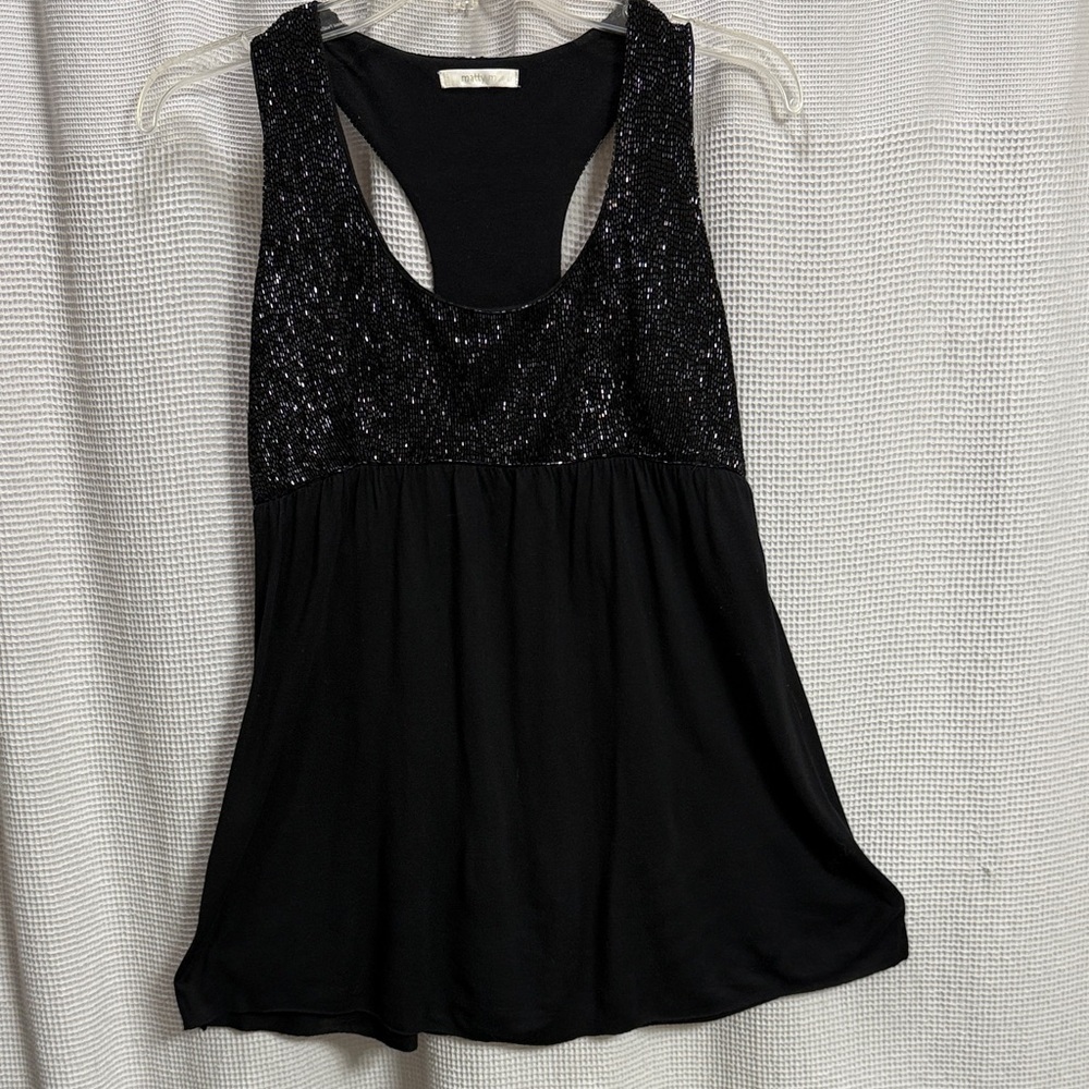 Y2K Black Jet bead Baby DollTop SZ XS glitter holiday festival witchy goth bling